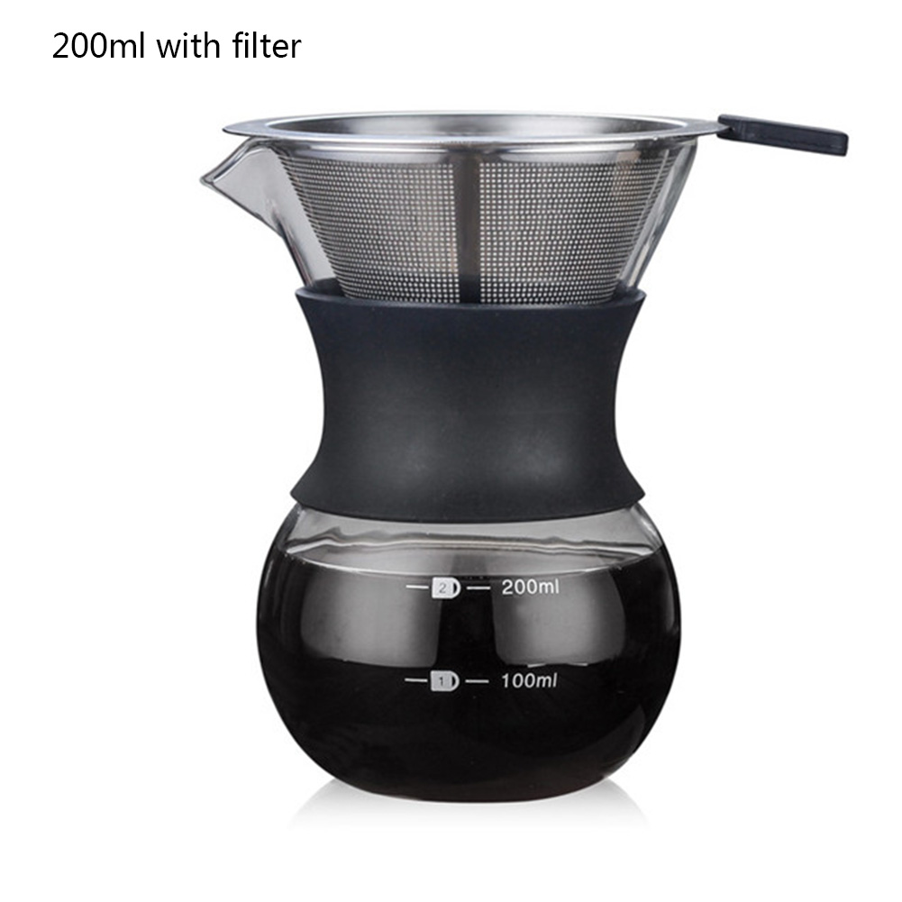 200ml/400ml Thicken Glass Coffee Pot with Handle Espresso Water Drip Coffee Maker Reusable Coffee Tea Filter Tools: 2