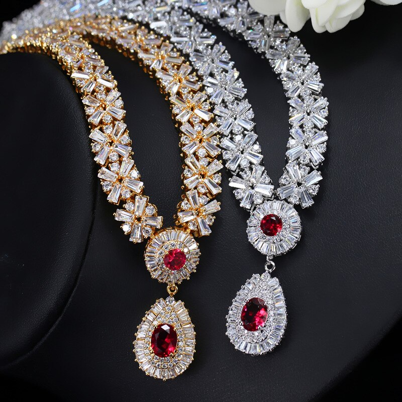 Threegraces Prachtige Zilveren Kleur Cz Grote Royal Blue Water Ketting Oorbellen Afrikaanse Sieraden Sets Voor Bruiden JS029