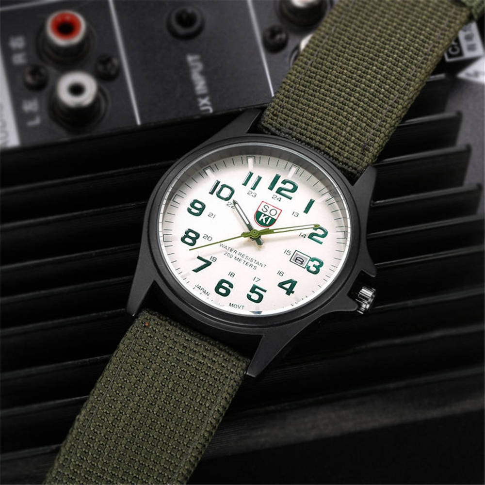 Luxe Heren Horloges Business Horloge Nylon Band Analoge Quartz Horloge Paar Nylon Strap Analoge Heren Sport Horloges