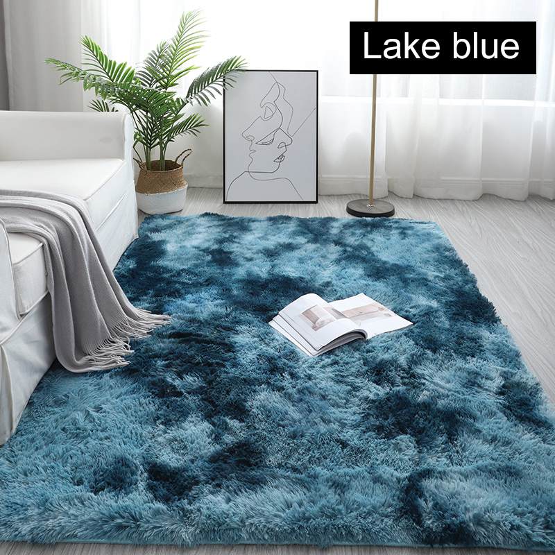 Bedroom Carpets Modern Art Living Room Carpets Home Nordic Bedroom Bedside Blanket Area Rug Large Soft Study Room Floor: Lake Blue / 160X230cm