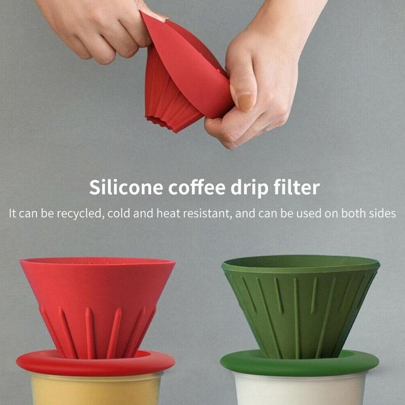 4 Colors Cone Coffee Filter Home Indoor Outdoor Portable Foldable Manual Coffe Dripper Cup Reversible Hand-pushed Funnel Tools