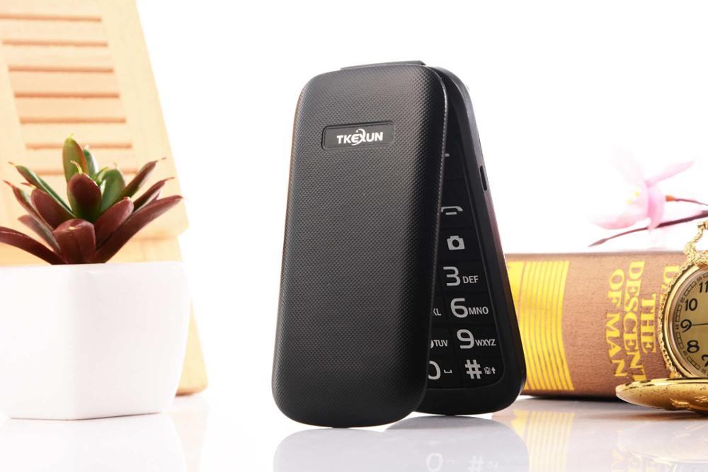 Dual SIM Flip Mobiele Telefoon Bluetooth FM MP3 Vedio Goedkope Oude Man Mobiele Telefoon Russische Toetsenbord TKEXUN E1190A: Standard / Black