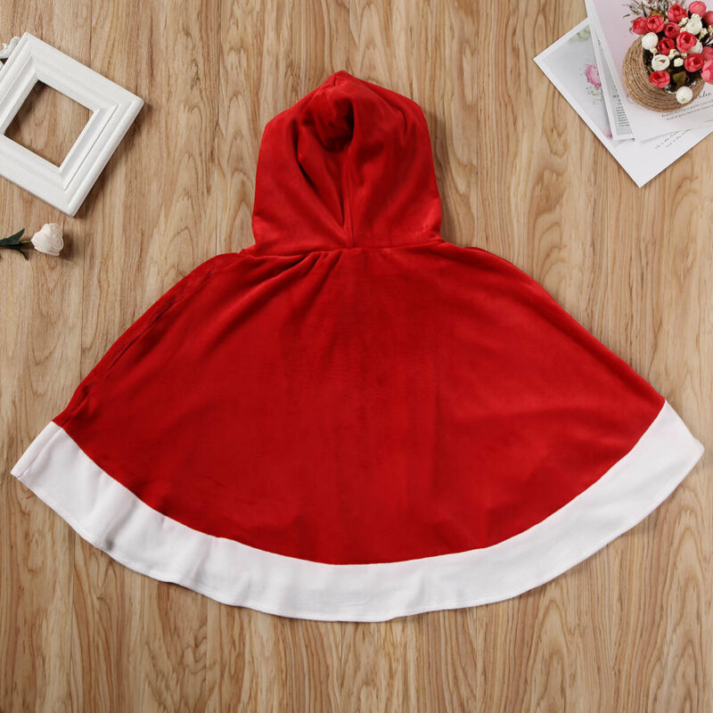 Kind Mädchen Mit Kapuze Prinzessin Wolle-mischungen Reizende Baby freundlicher Spitze hoch Kap Mantel Pelz Mantel Weihnachten Party Kostüm Phantasie Mäntel