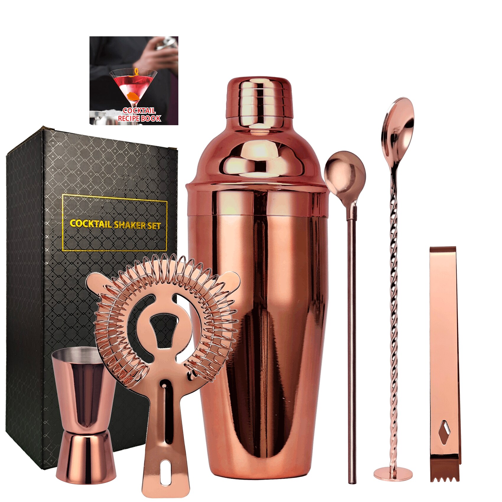 Shaker Per Cocktail In Acciaio Inox 250ml - Con Filtro Integrato, Per Bar E Casa, Professionale