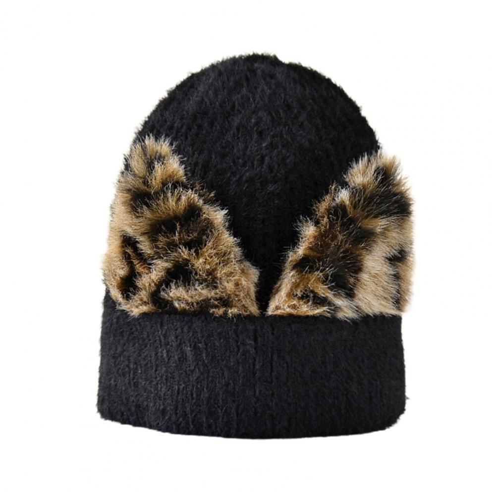 Trendy Winter Beanie Fluffy Winter Cap Knitted Soft Plush Winter Cap: Black
