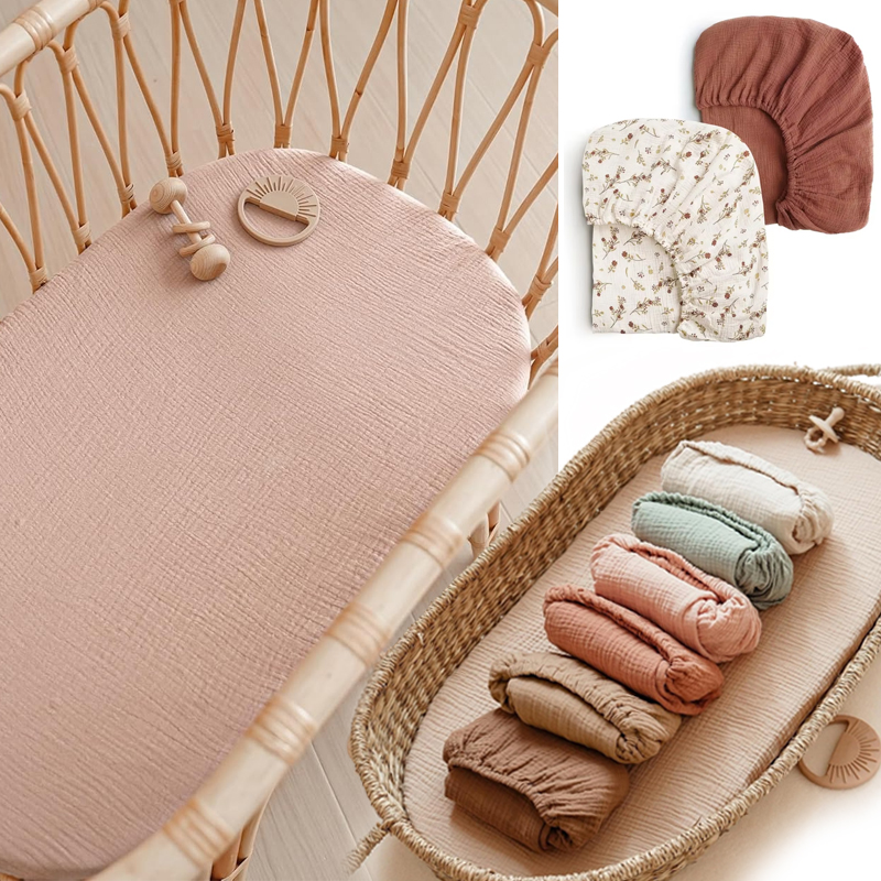 Sábana bajera ajustable para bebé, funda para cambiador de recién nacido, sábanas ajustadas para cuna transpirables con estampado sólido, funda de colchón para cuna