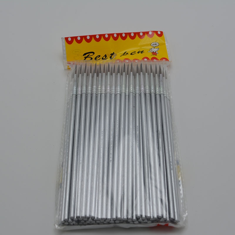 10 unids/set pelo de nylon vara de plata gancho línea lápiz pincel para pintar los niños arte DIY suministros de artículos de dibujo artístico acuarela pintura de la pluma