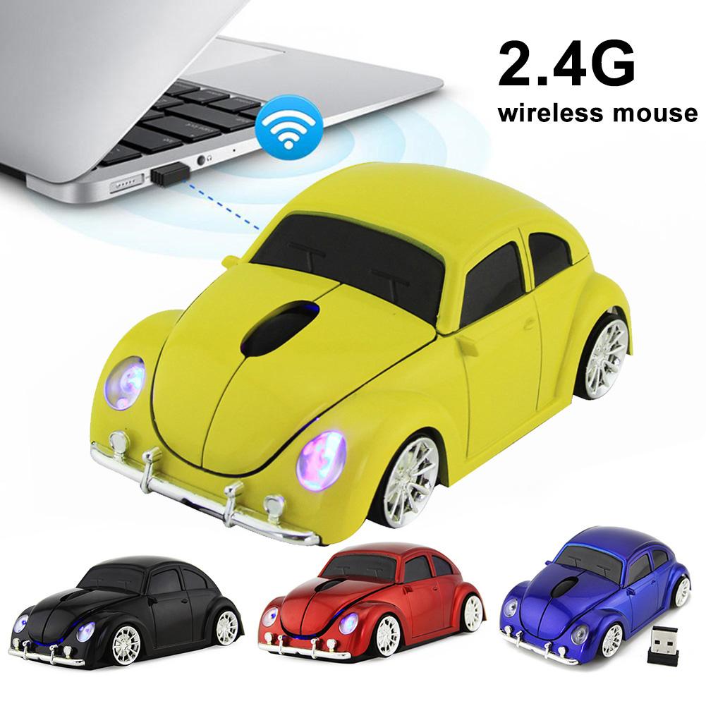 Coccinelle – souris de jeu ergonomique en forme de voiture, sans fil, 2.4GHz, avec récepteur, pour PC, ordinateur portable, pour garçons