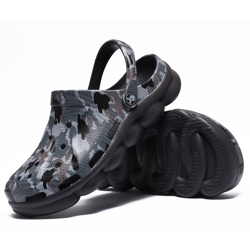 SHEN CE Men Summer Jelly Sandals Lightweight Massage Camouflage Flip Flops Beach Croc Shoes Gladiator Garden Clogs Rubber Bottom