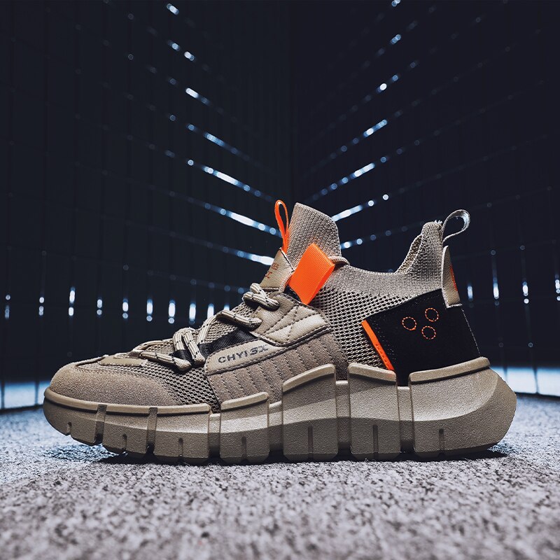 Mænd fritidssko lette åndbare sneakers trend udendørs snøresko behagelige gummi joker simple sneakers