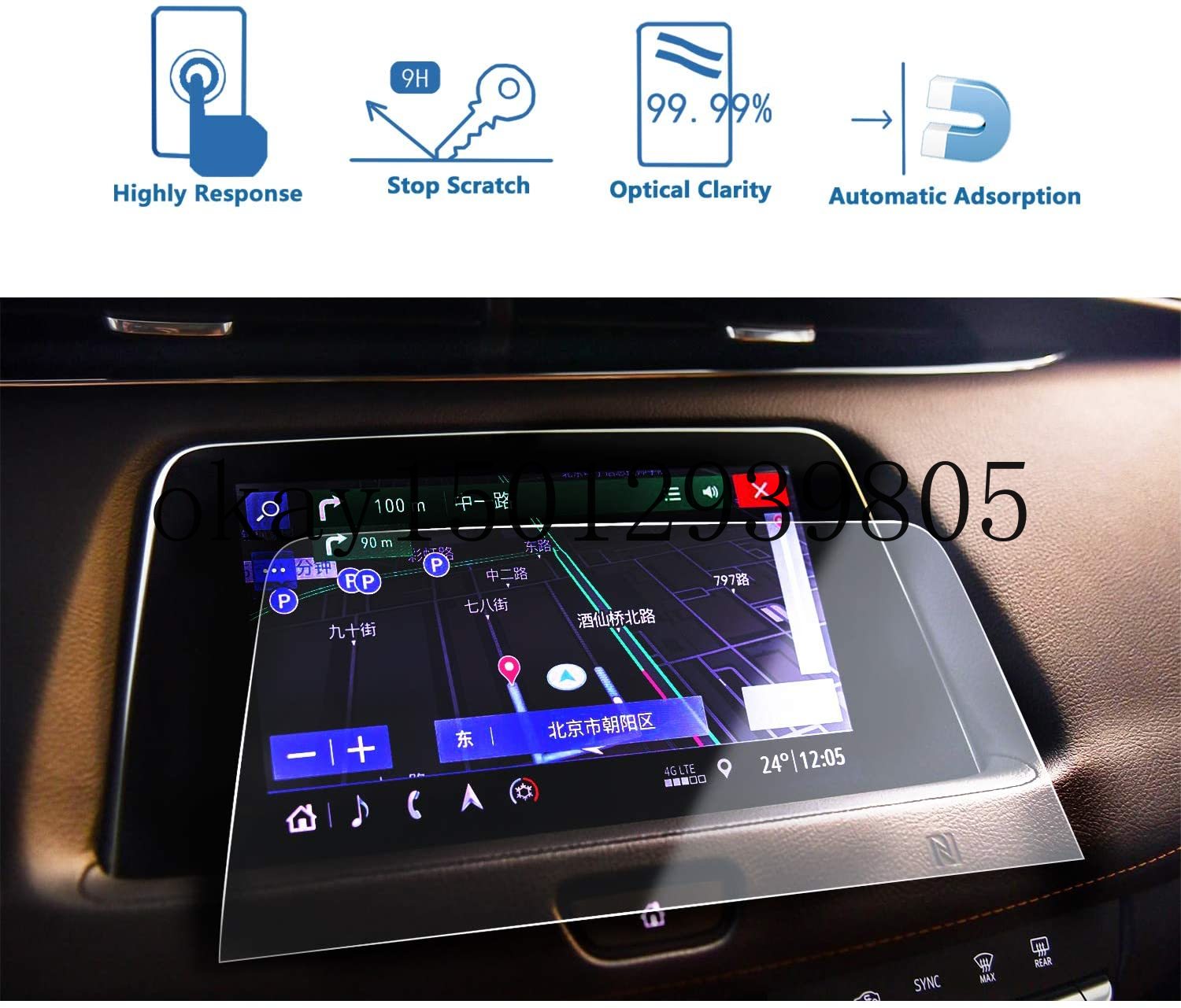 Voor Cadillac XT4 Navigatie Screen Protector, Clear Gehard Glas Auto Display Touch Infotainment Screen Krasbestendig