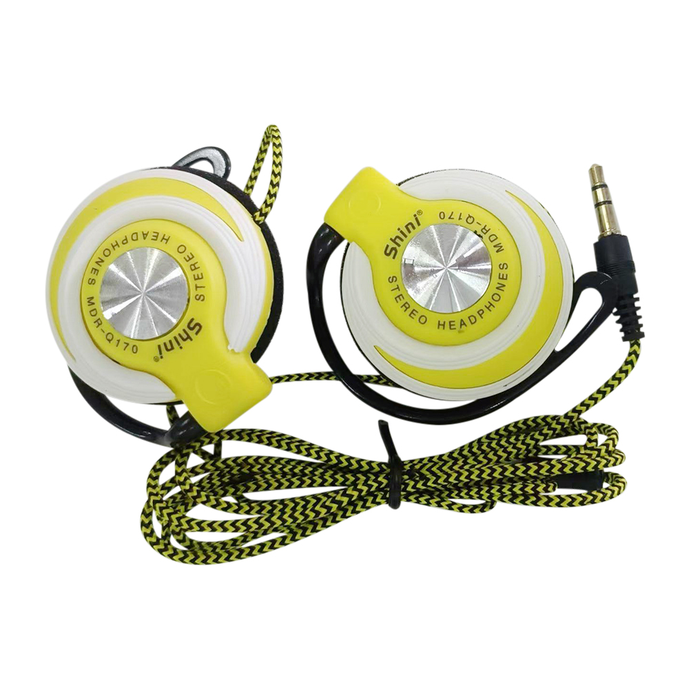 3.5mm Wired Headphones Stereo Heavy HiFi Bass Headset Over-ear Adjustable Ear Hook Earphones Music Earphone for Phone: Yellow