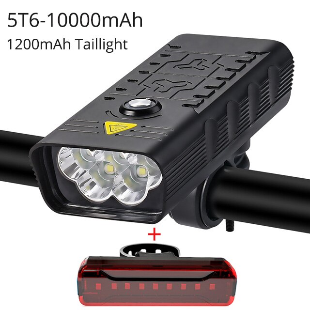 10000 mah cykellygte foran 5 t 6 3000 lumen cykellygte usb genopladelig kraftig lommelygte mtb lampe led forlygte baglygte: 10000 mah med bag