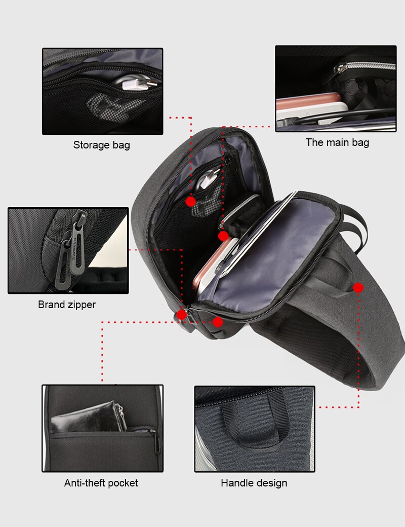 Kingsons Male Shoulder Bags Crossbody Bags Men Anti Theft Chest Bag School Summer Short Trip Messengers Bag