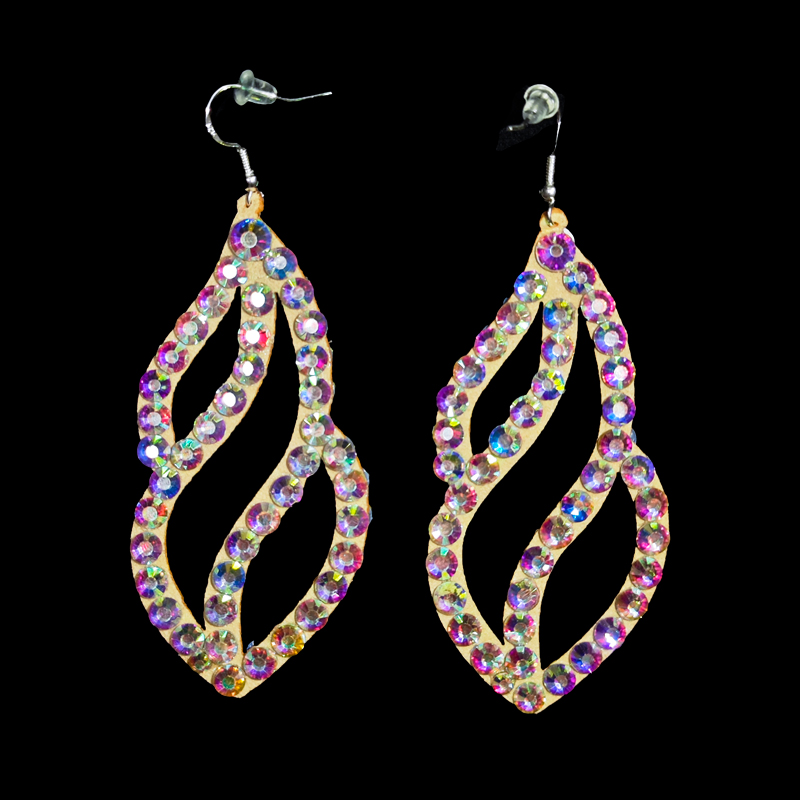 Brinco de dança do ventre feminino, acessórios de joias gitanas, fantasia de dançarina, brilho, strass, lados duplos, 2 pares/p: Marrom