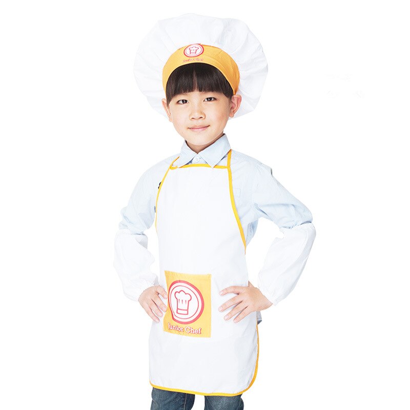 Kids Cooking Costumes Children Apron + Chef Hat + Cuffs Set Baby Chef Costume For Craft Art Cooking Baking DIY Painting SYT9611