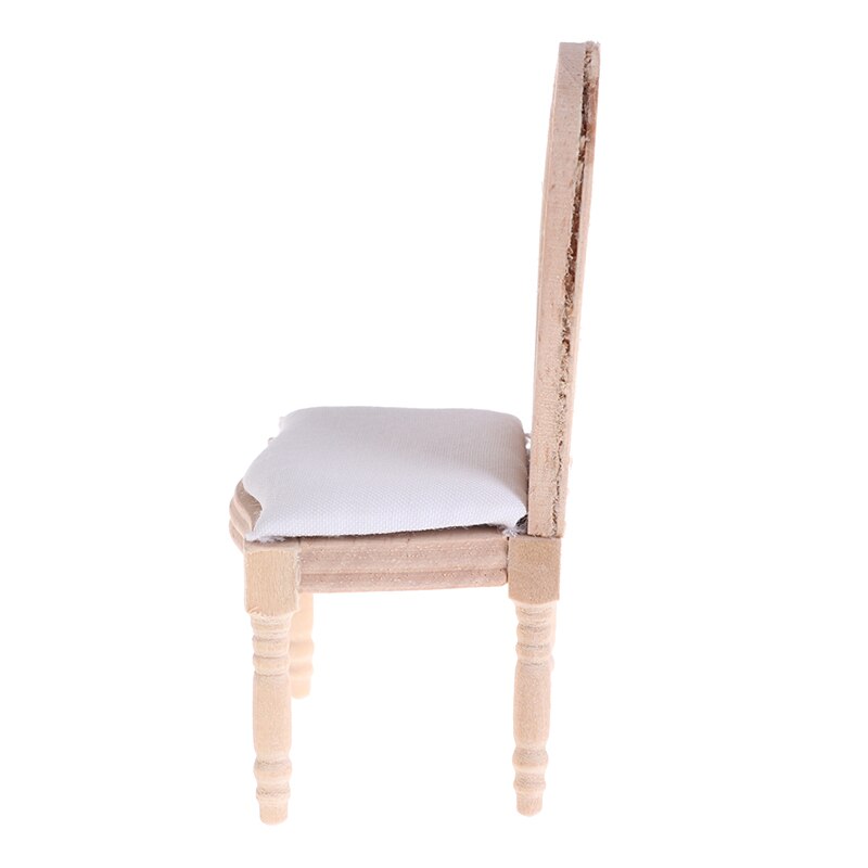 1/12 Dolls Miniature Furniture Wooden Unpainted Dining Chair for Dollhouse Decor pretend play toy Furniture Toys kid toy