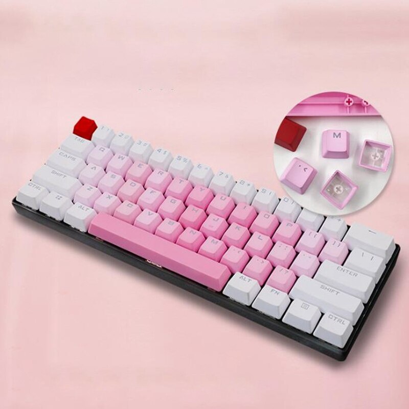 Double Shot Backlit Keycaps RGB PBT 35 Keys 1.44mm for Cherry Mechanical Keyboard Lover Pink