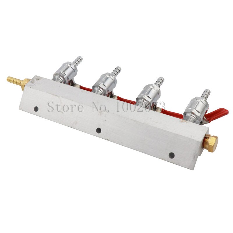 4 Way CO2 Gas Manifold Distribution W/ Check Valves Fitting 1/4" barb Home Brewing Draft Beer Dispense Keg Splitter