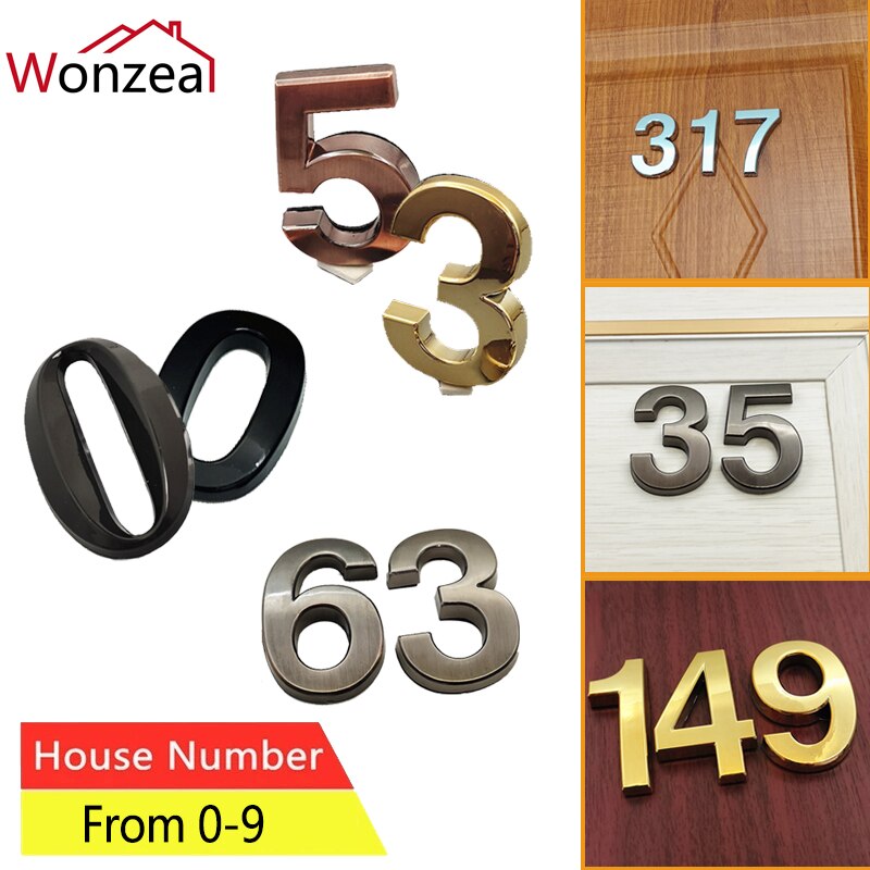 Número da porta etiqueta número da casa sinais para apartamento hotel escritório número de endereço placa da porta 1pc plástico preto auto adesivo prato	numero residencial	numeros casa exterior	porta	home	placa decorat
