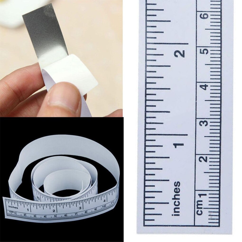 newest 5pcs Self Adhesive Measure Tape Metric Inch Measure Tape Sewing Machine Sticker Tool Paper Ruler