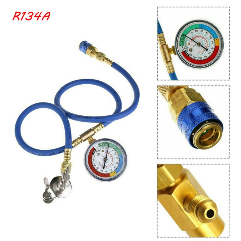 For Car Auto Air Conditioning AC R134A Refrigerant Recharge Measuring Hose Gauge Kit