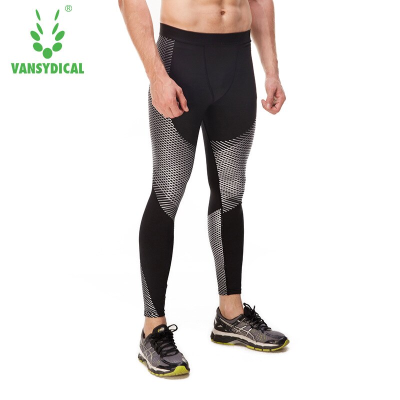 Vansydical-pantalones de compresión ajustados para hombre, ropa deportiva de secado rápido para gimnasio, ajustados, elásticos, para correr,