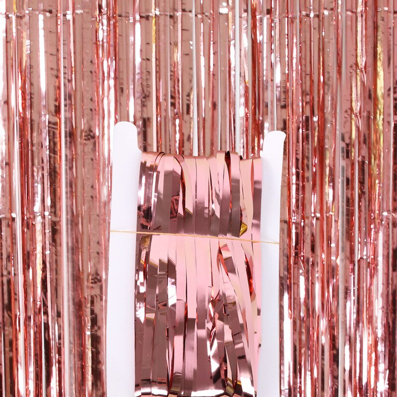 【 1*3 m】fest bakteppe gardin glitter metallfolie skumring utdrikningslag bakgrunn dekorasjon bryllup bursdag festival fest vegg: rose måke