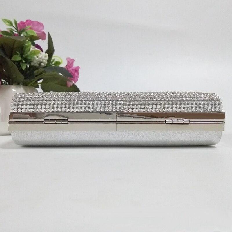 Silver Diamante Diamond Crystal Evening bag Clutch Purse Party Prom Wedding