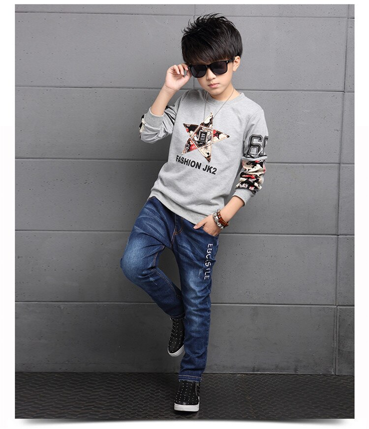 Crianças meninos jeans roupas de bebê calças clássicas crianças denim roupas casuais bowboy calças compridas bordado padrão de cabeça de tigre