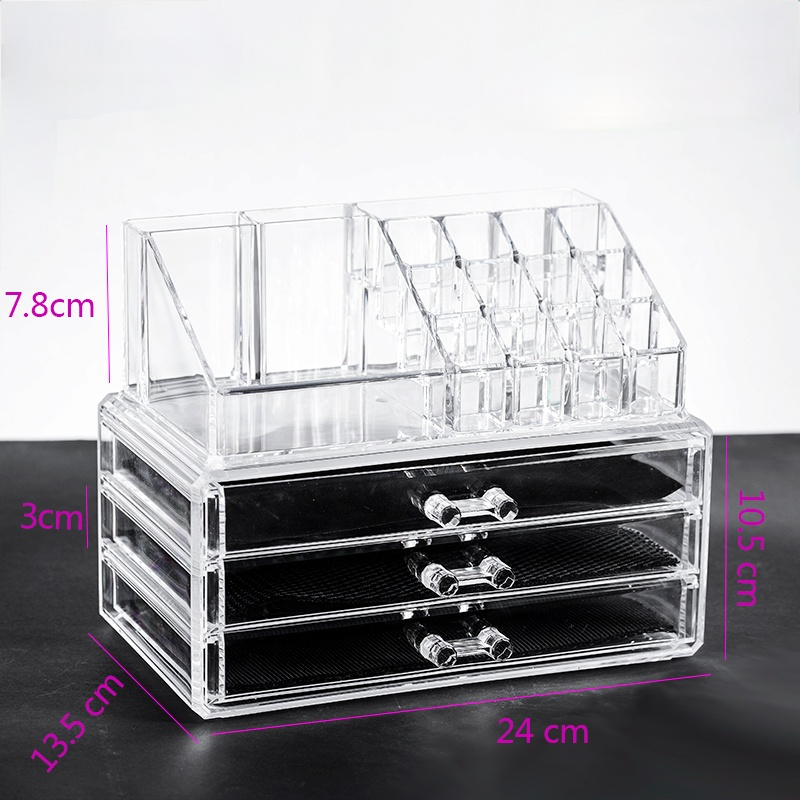 Large Capacity Storage Box Dressing Table Cosmetic Lipstick Storage Rack Transparent Drawer Desktop Finishing Box Acrylic: 2