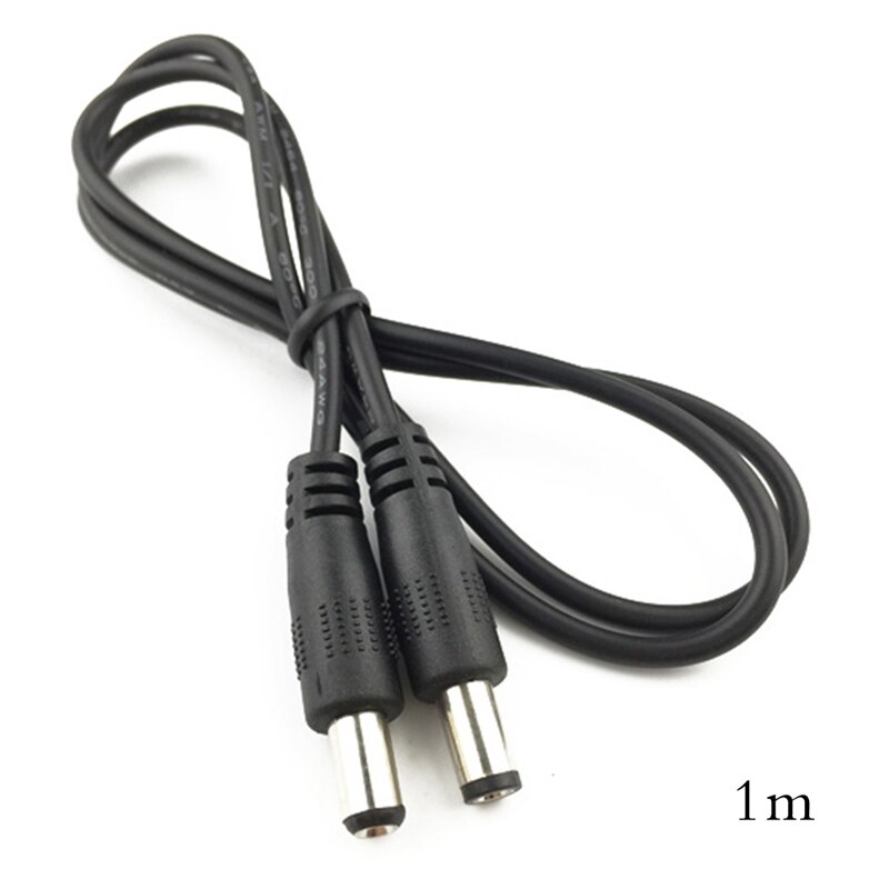 0.25m/0.5m/1m/2m jævnstrømsstik 5.5 x 2.1mm han  to 5.5 x 2.1mm han-cctv adapterstik kabel: 1m