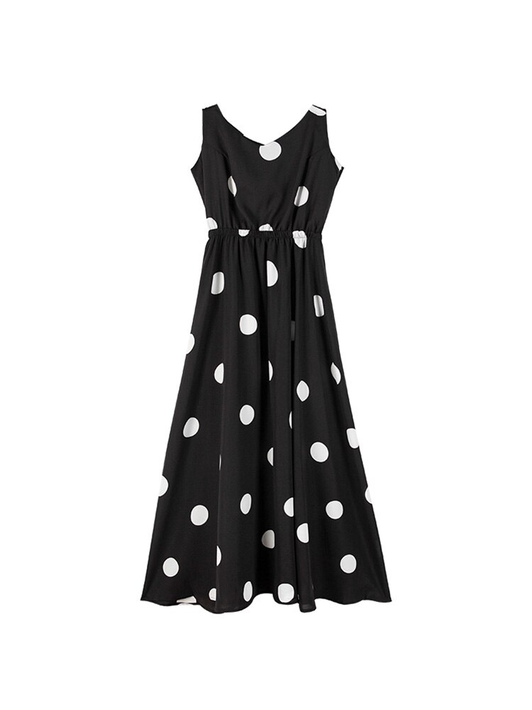 Robe longue sans manches à pois pour femmes enceintes, vêtements d&#39;allaitement, col rond, décontracté, puerbera, nouvelle ,