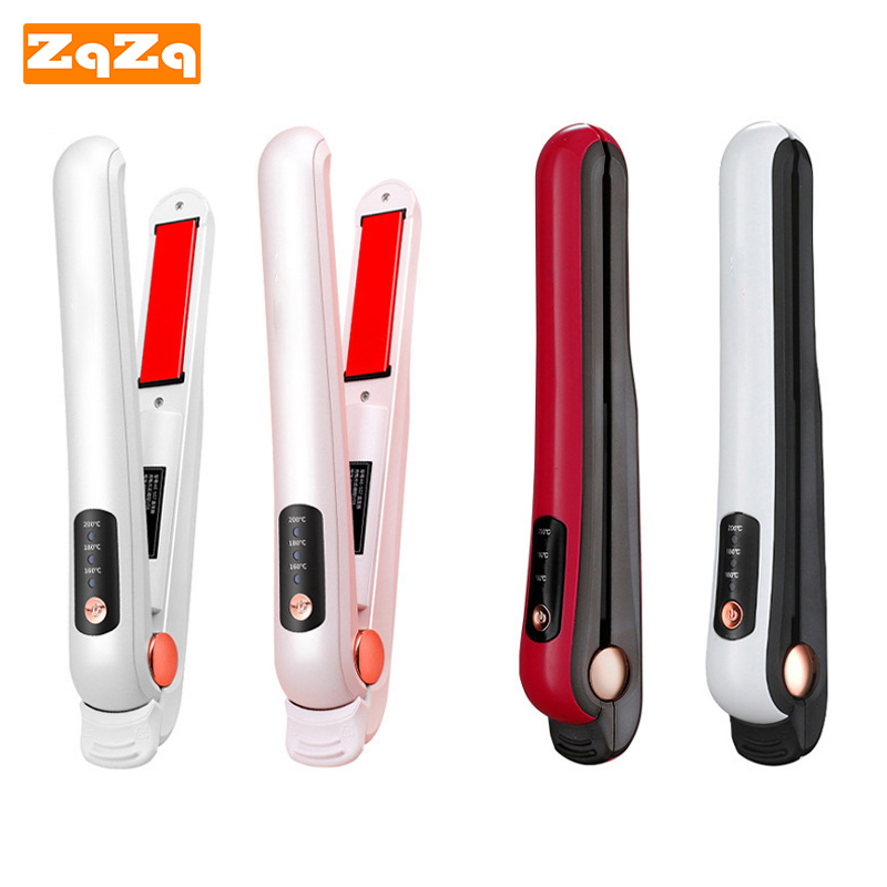 Plancha de pelo inalámbrica, miniplancha recargable por USB de cerámica, batería de 4000mA