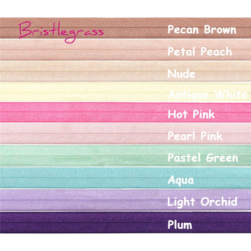Bristlegrass 10 yard combo 3/4 " 20mm effen kleur foe vouw over elastische spandex satijnen band haarelastiek hoofdband kant trim diy naaien