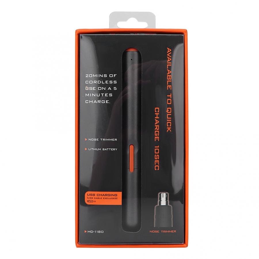 Nose Hair Clipper Pen-Type USB Chargeable Eyebrow Nose Hair Trimmer Shaver Cutting Tool Hair Trimmer: Black
