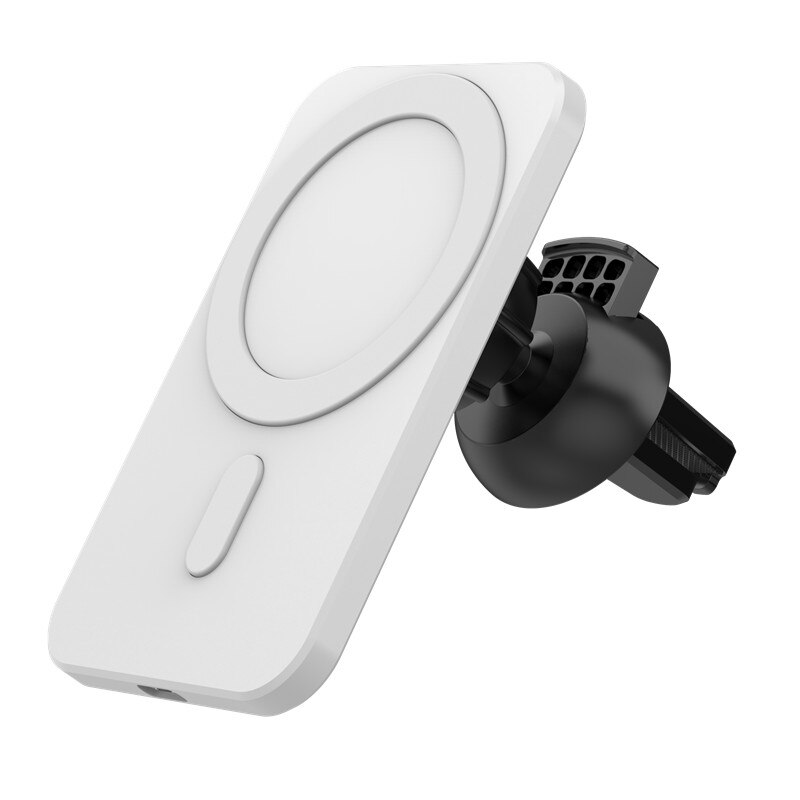 15w magnetisk hurtig trådløs billader qi opladning til iphone 12 pro max 12 mini 12 biltelefonholder magsafe trådløs oplader: Hvid