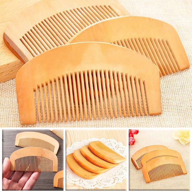 Practical Natural Wide Tooth Peach Wood No-static Massage Hair Mahogany Comb Make Up Tools Maquiagem 1Pc