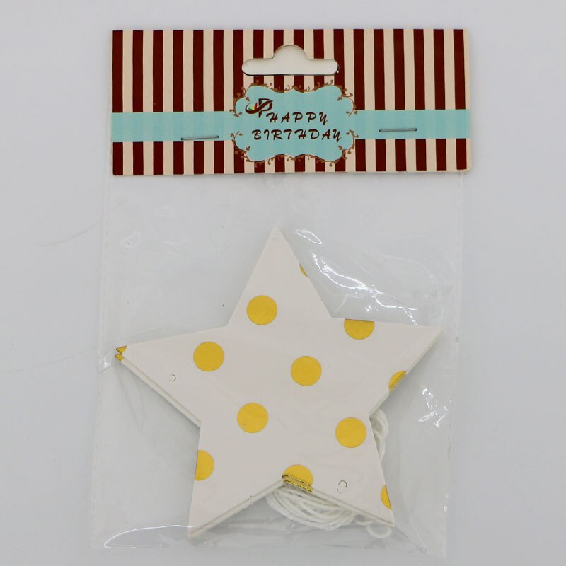 Happy birthday party decoration banner Pink Gold birthday party background wall decoration: Star dot  banner