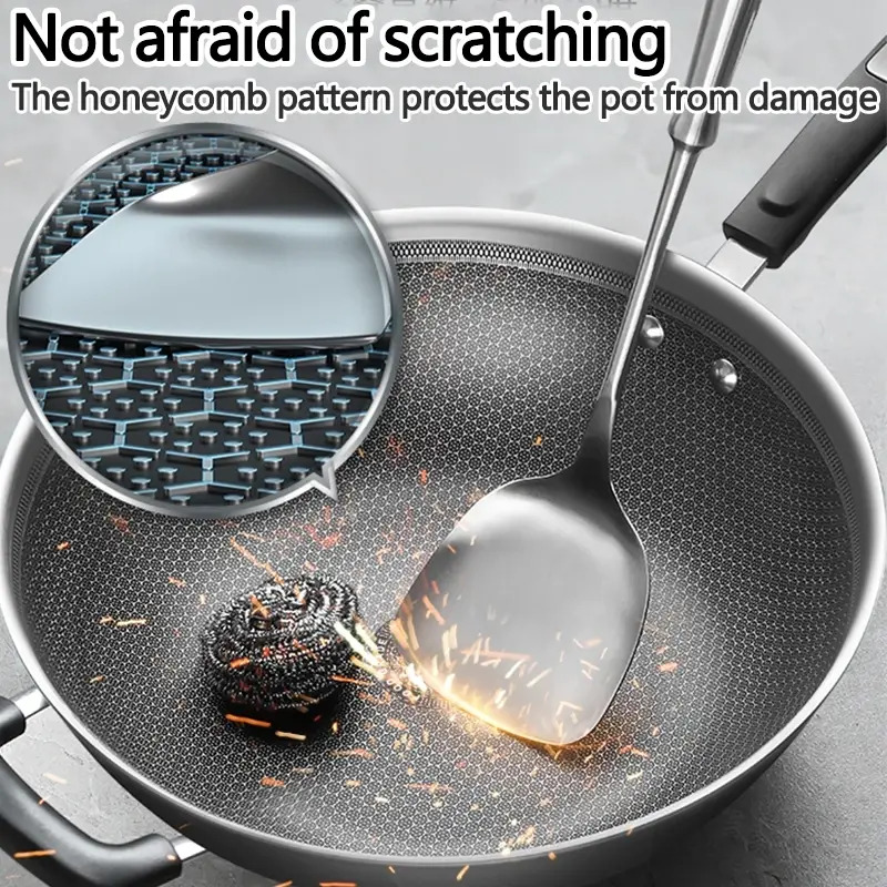 Fortykket og uddybet kogegryde honeycomb-gryde miljøvenligt rustfrit stål høj temperaturbestandigt non-stick køkkengrej