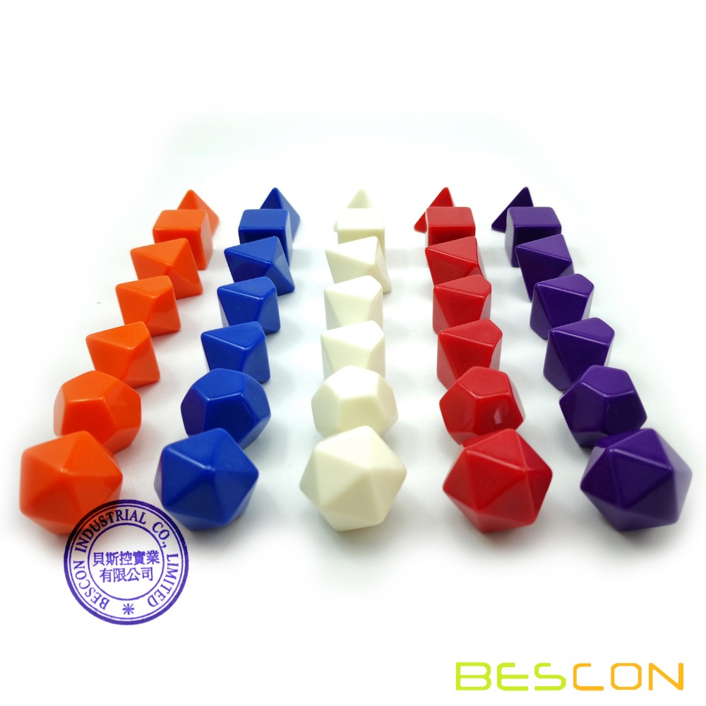 Bescon ブランク多面体 rpg サイコロ 35 個アソート色セット、ソリッドカラーの完全なセット 7 、 1 セット各色、 diy サイコロ