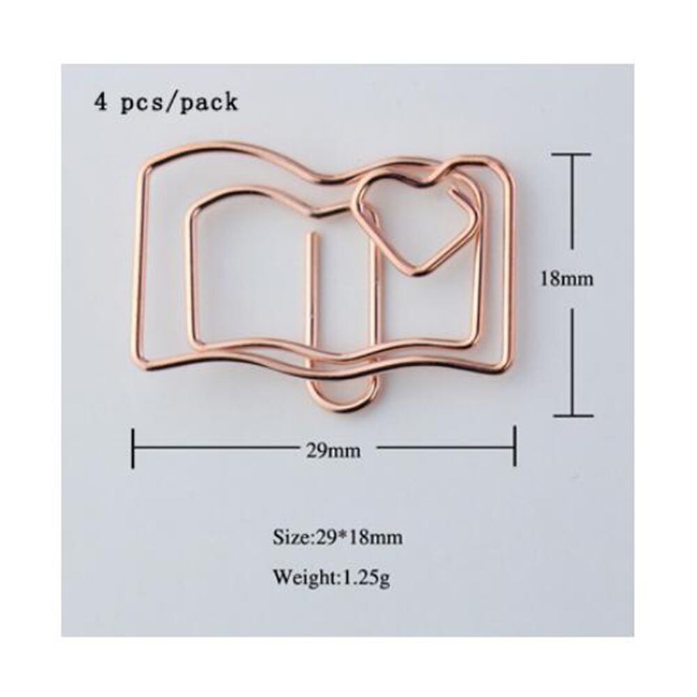 4Pcs In Oro Rosa di Carta Pinze Segnalibro Planner Strumenti Strumenti di Scrapbooking Memo Clip In Metallo Binder Paperclip ndex segnalibro per i libri: 4