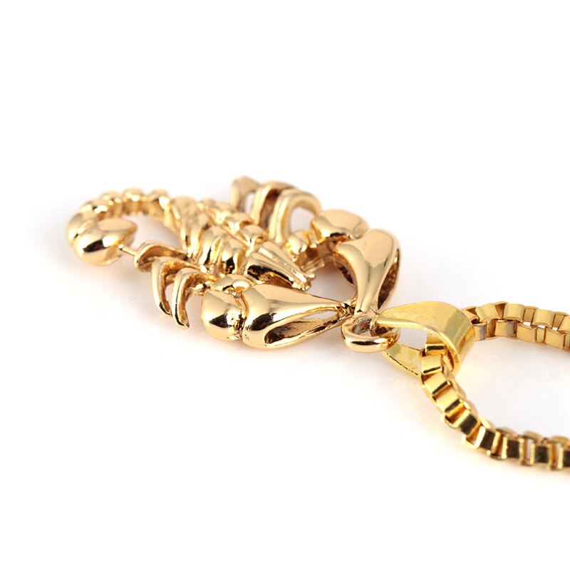 Hiphop Personality Scorpion Shape Pendant Necklace Men Luxury Statement Gold Punk Alloy Accessories Jewelry