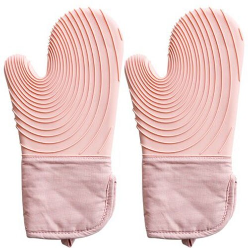 Verdikte Siliconen Magnetron Handschoenen Hittebestendige Bakken Bbq Oven Handschoen Pot Ovenwanten Hittebestendige Nordic Minimalistische Keuken Tool: Pink2pc