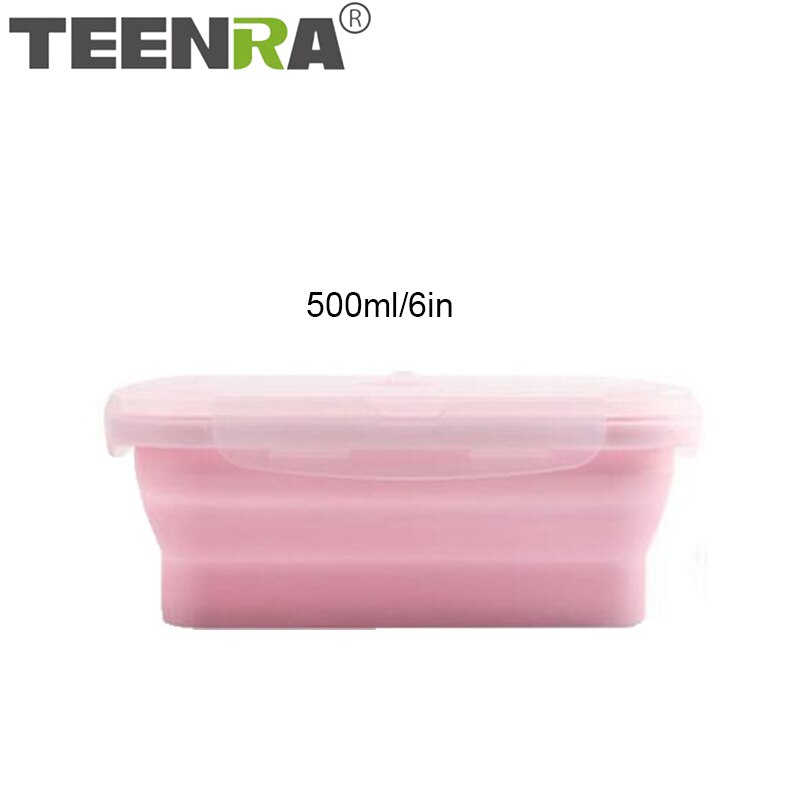 TEENRA Silicone Collapsible Lunch Box Set Silicone Food Container Storage folding Food Bento Lunch Box Microwave Dishwasher Safe: Pink 800ml