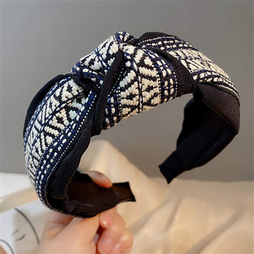 Diademas anchas anudadas Vintage para mujer y niña, diademas de tela Vintage, diademas bohemias para el cabello, accesorios para el cabello,: Azul cielo