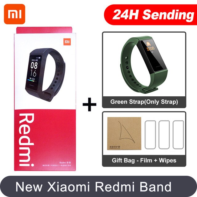 In Magazzino Xiaomi Redmi Band Smart Wristband Fitness Del Braccialetto Più Viso 1.08 "Touch Screen a Colori 14 giorni 2020 redmi banda intelligente: Add Green N 3 Film