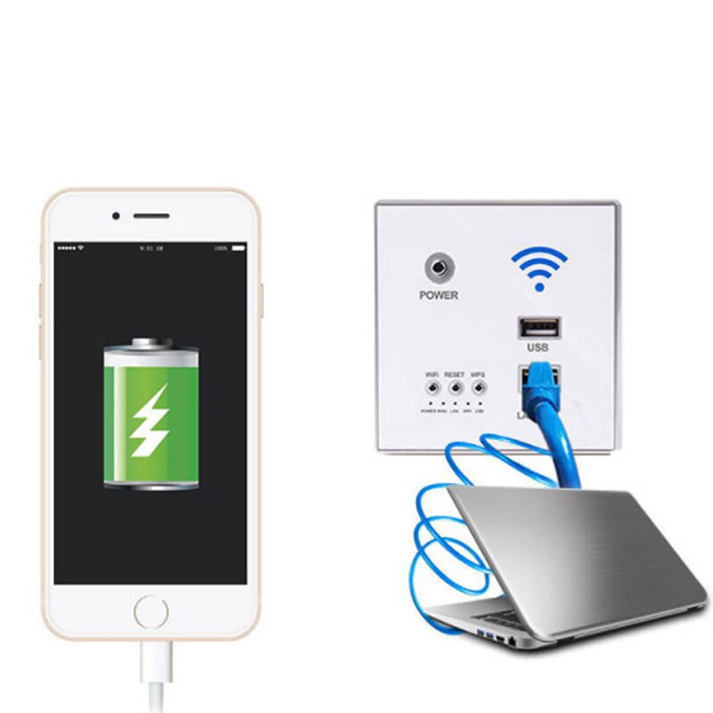 300M In-Wall Wifi Wireless Router Socket Access Point Panel AP Router USB Charging Smart Socket WIFI Repeater Extender for Hotel