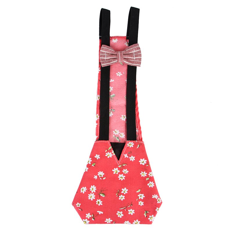 Flowered Pet Diaper for Duck with Bowknot Waterproof and Reusable Elastic Band Farm Clothing Animal Carriers Supplies E2S: Red / S