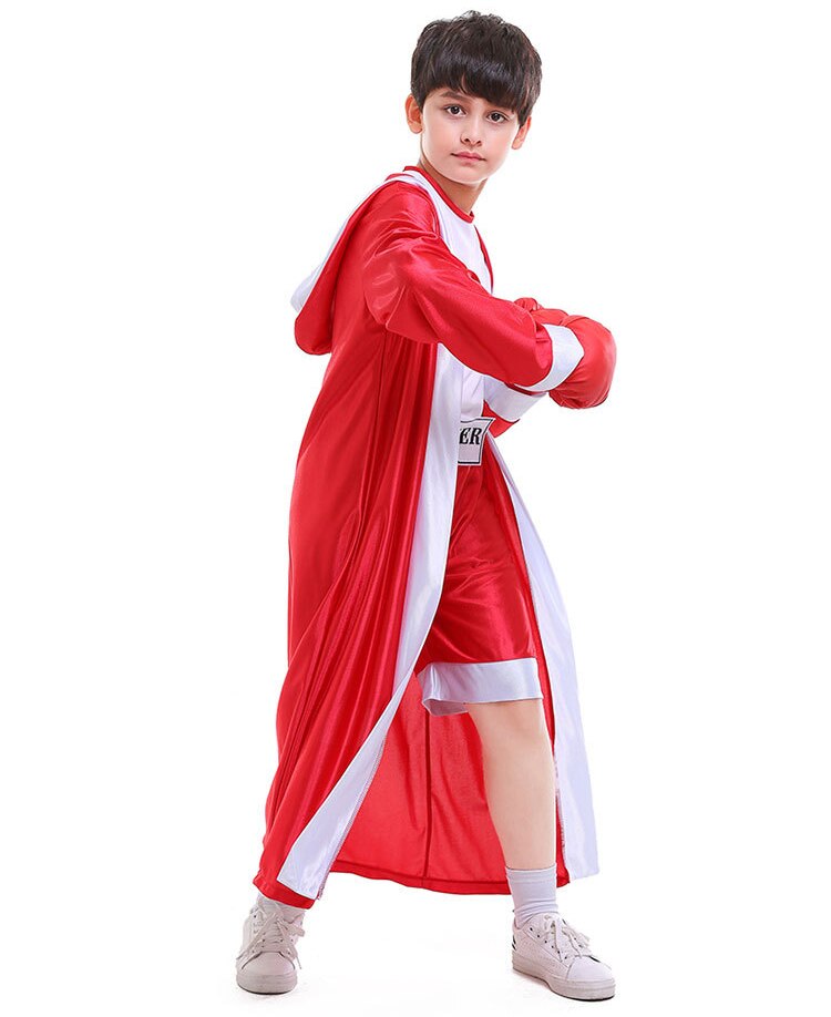 Kind Boxer Uniform Blauw Rood Boksen Sport Jongens Boek Week Kostuum Halloween Familie Party Kinderen Dag Outfit